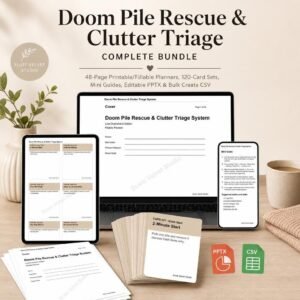 Doom Pile Rescue clutter triage bundle with planner and rescue cards