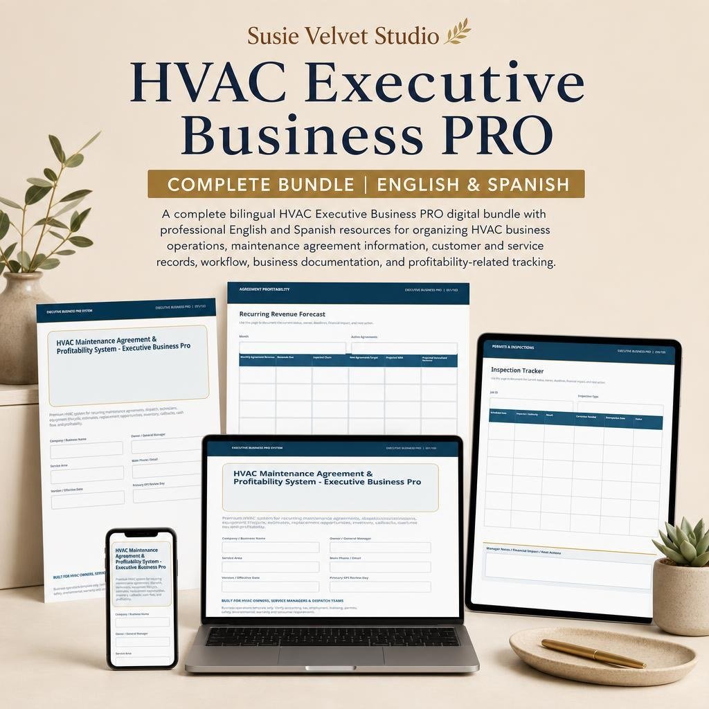 HVAC business documentation and profitability-related tracking resources