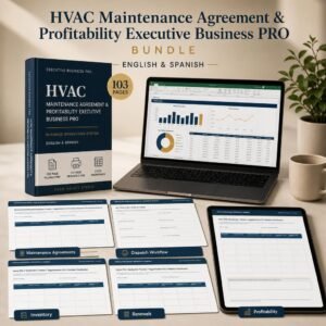 HVAC maintenance agreement profitability bundle with fillable PDF, printable PDF, and Excel dashboard