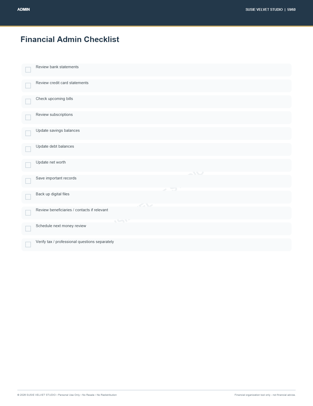 Premium digital family finance organization bundle ZIP file