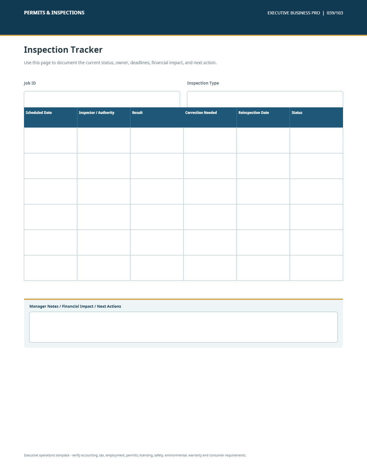 HVAC business documentation and profitability-related tracking resources